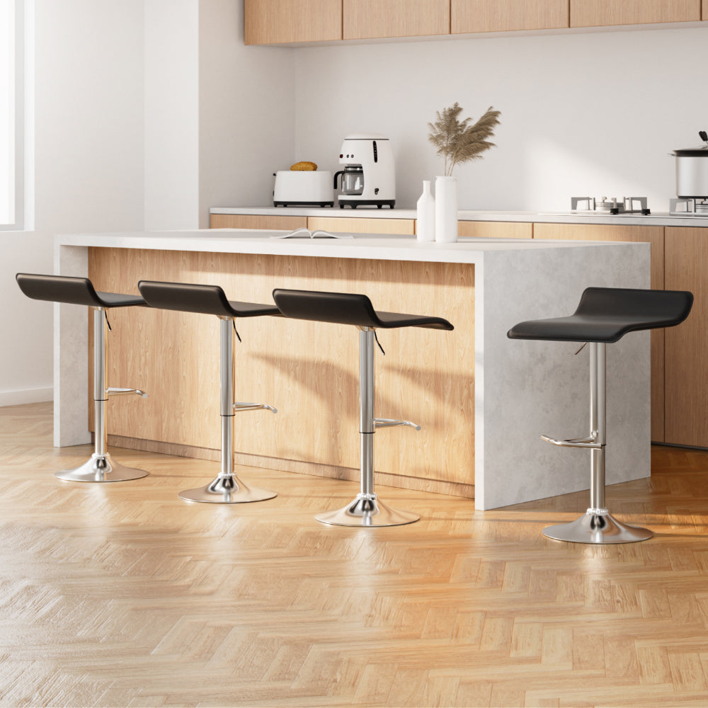 Stool Haven 4x Bar Stools Adjustable Gas Lift Chairs Black