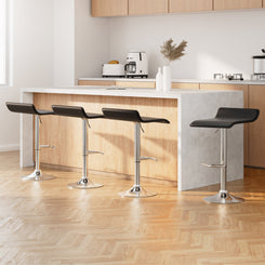 Stool Haven 4x Bar Stools Adjustable Gas Lift Chairs Black