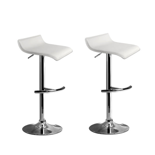 Stool Haven Set of 2 PU Leather Wave Style Bar Stools - White
