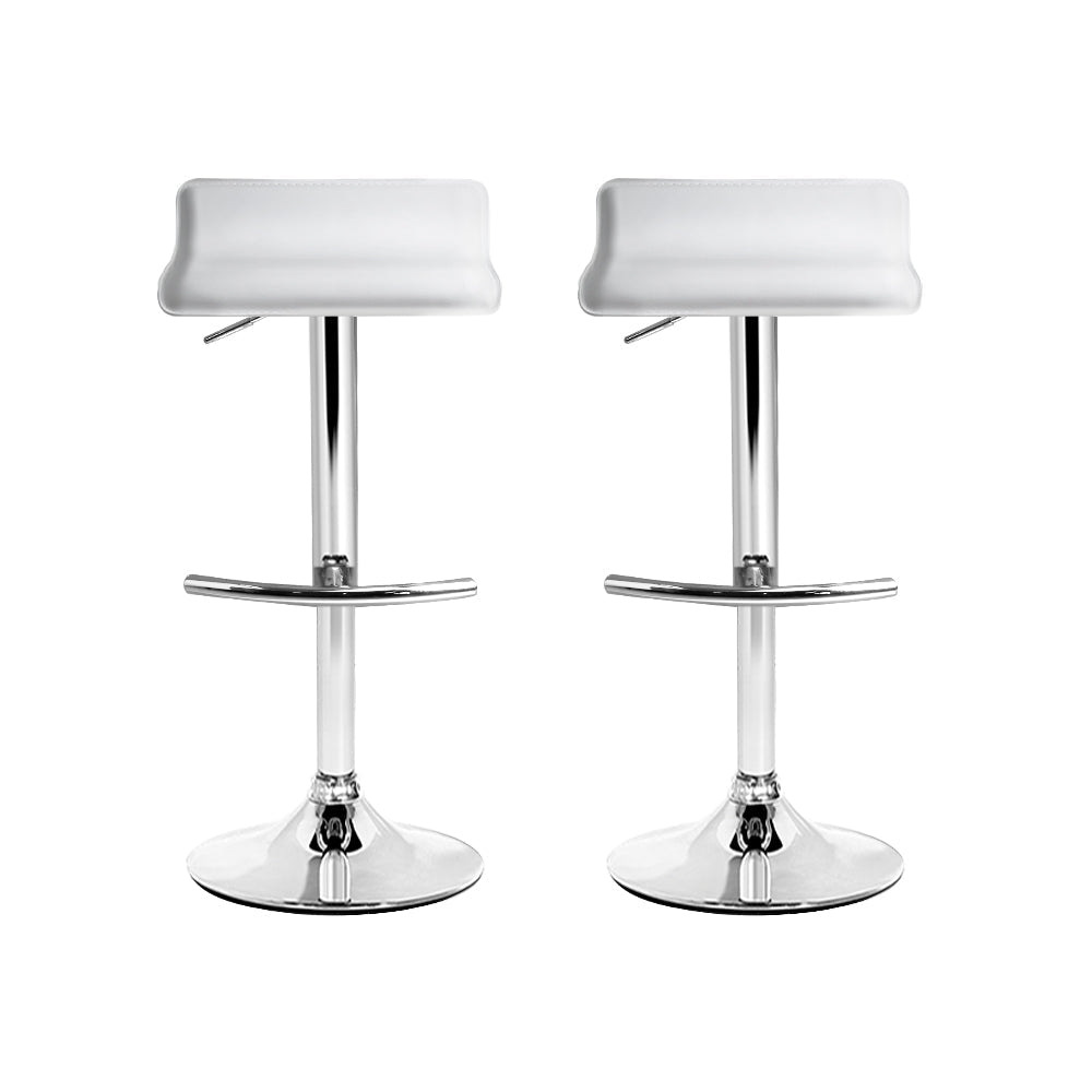 Stool Haven Set of 2 PU Leather Wave Style Bar Stools - White