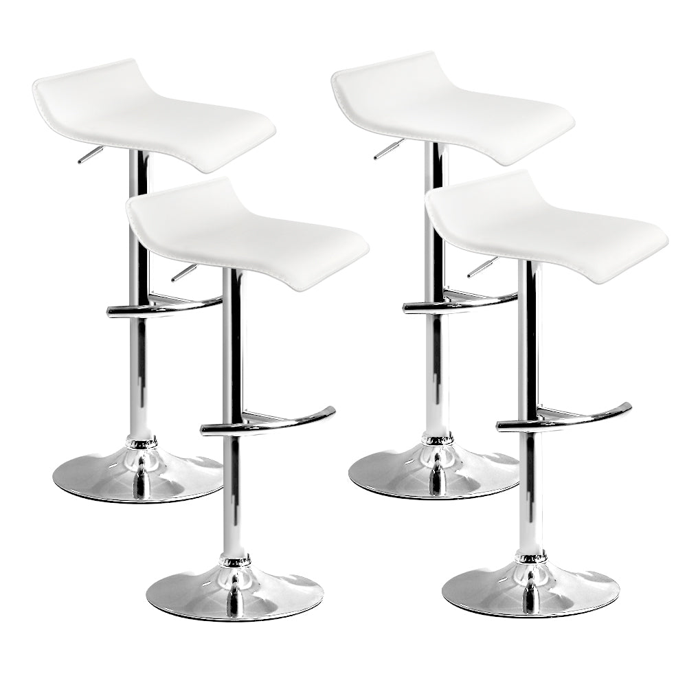 Stool Haven 4x Bar Stools Adjustable Gas Lift Chairs White