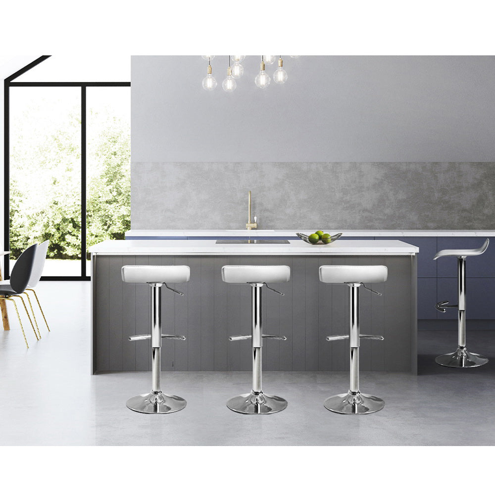 Stool Haven 4x Bar Stools Adjustable Gas Lift Chairs White