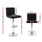 Stool Haven Set of 2 PU Leather Bar Stools Padded Line Style - Black