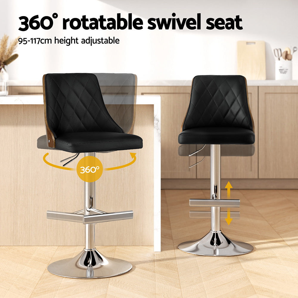 Stool Haven Bar Stool Bentwood Swivel Adjustable Kitchen Counter Stool Leather Black