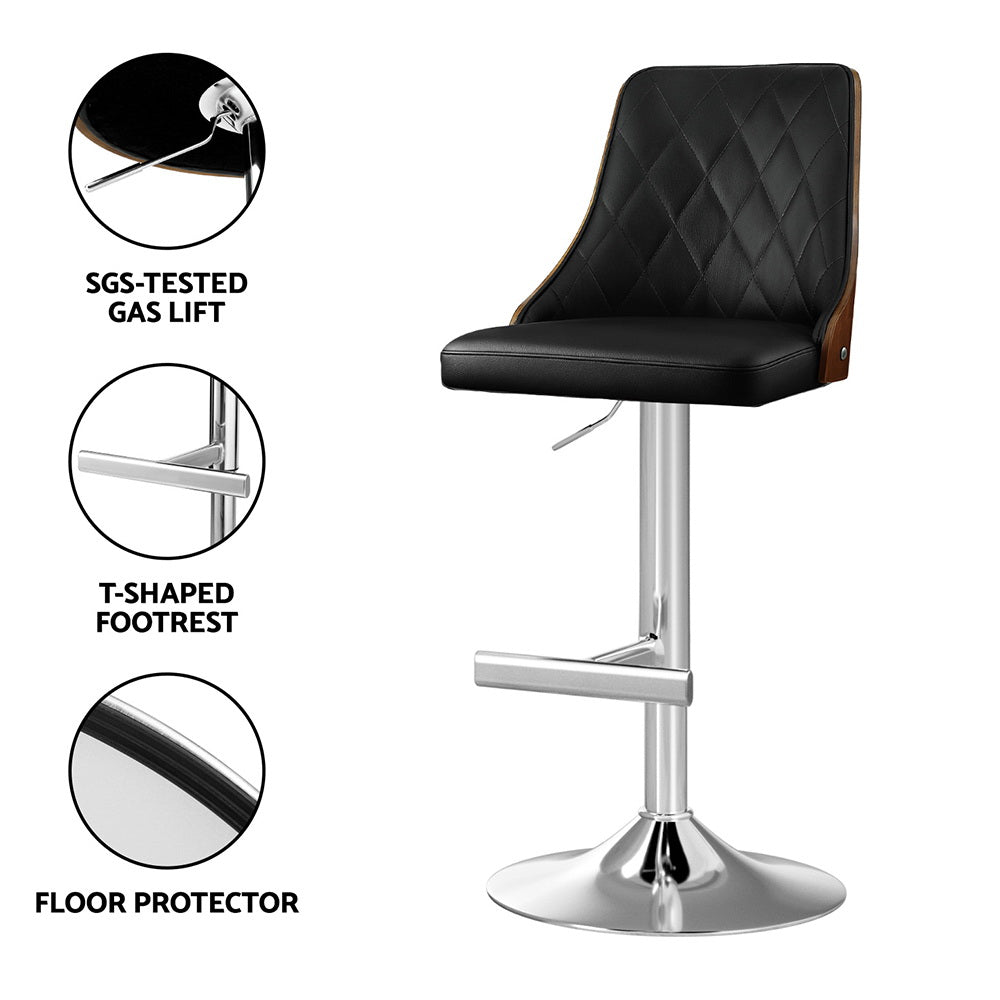 Stool Haven Bar Stool Bentwood Swivel Adjustable Kitchen Counter Stool Leather Black