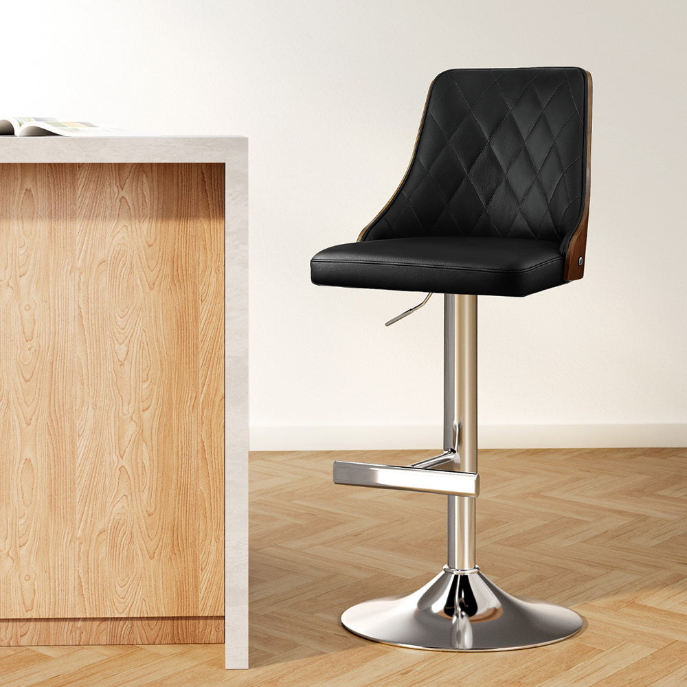 Stool Haven Bar Stool Bentwood Swivel Adjustable Kitchen Counter Stool Leather Black