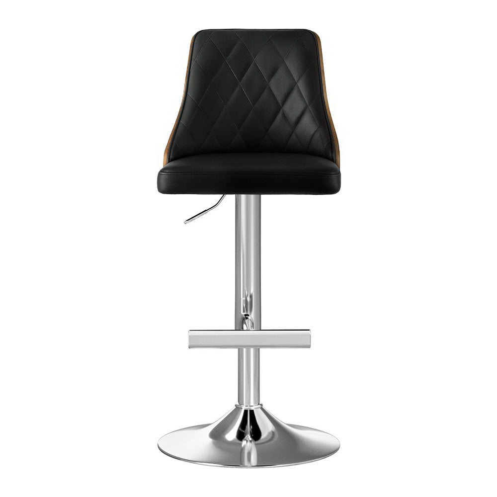 Stool Haven 2X Bar Stool Wood Swivel Adjustable Kitchen Counter Stool Leather Black