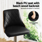 Stool Haven 2X Bar Stool Wood Swivel Adjustable Kitchen Counter Stool Leather Black