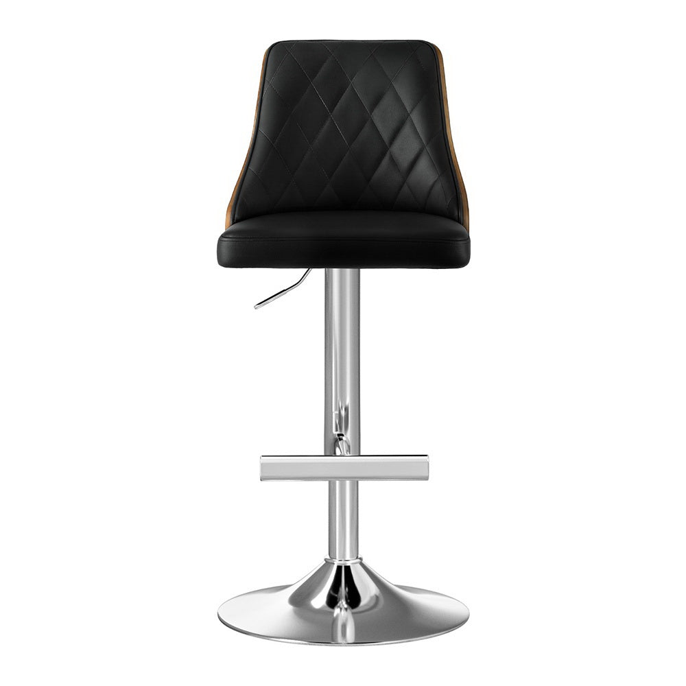 Stool Haven 4X Bar Stool Wood Swivel Adjustable Kitchen Counter Stool Leather Black