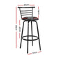 Stool Haven Set of 2 PU Leather Bar Stools - Black and Steel