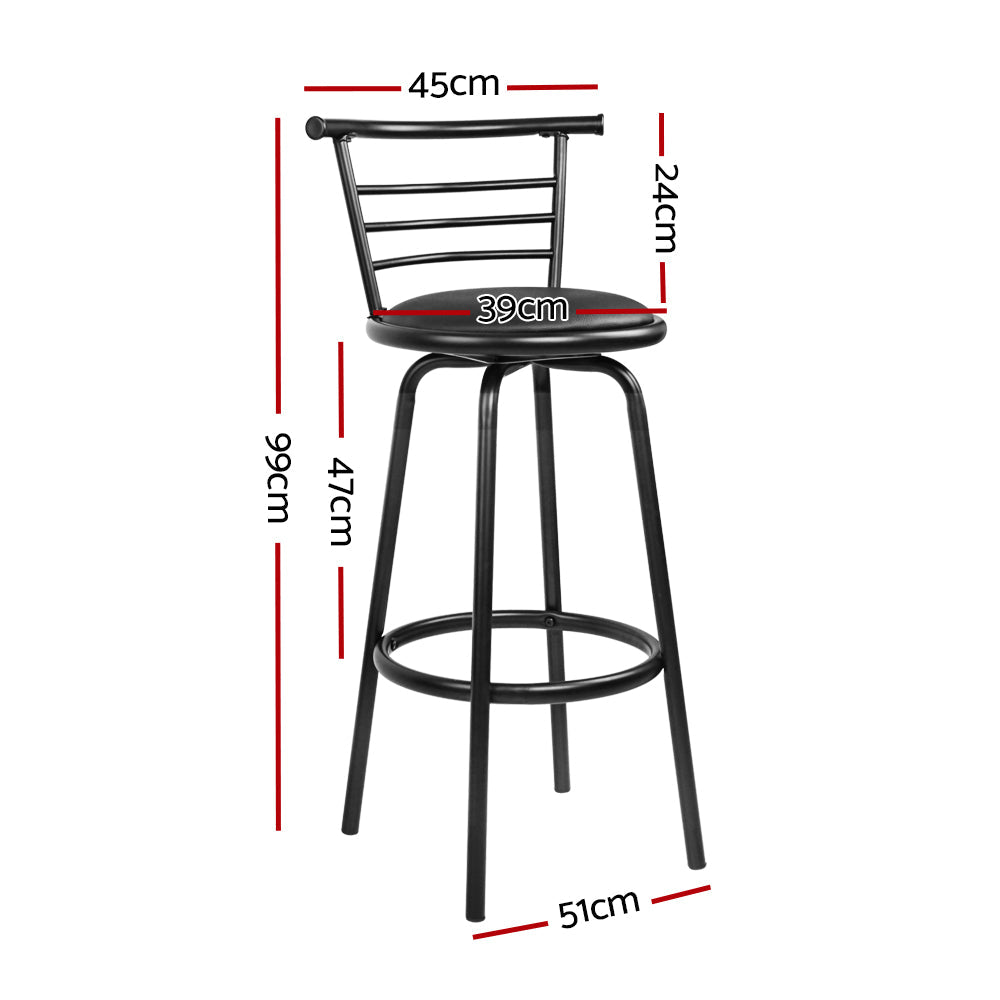 Stool Haven Set of 2 PU Leather Bar Stools - Black and Steel