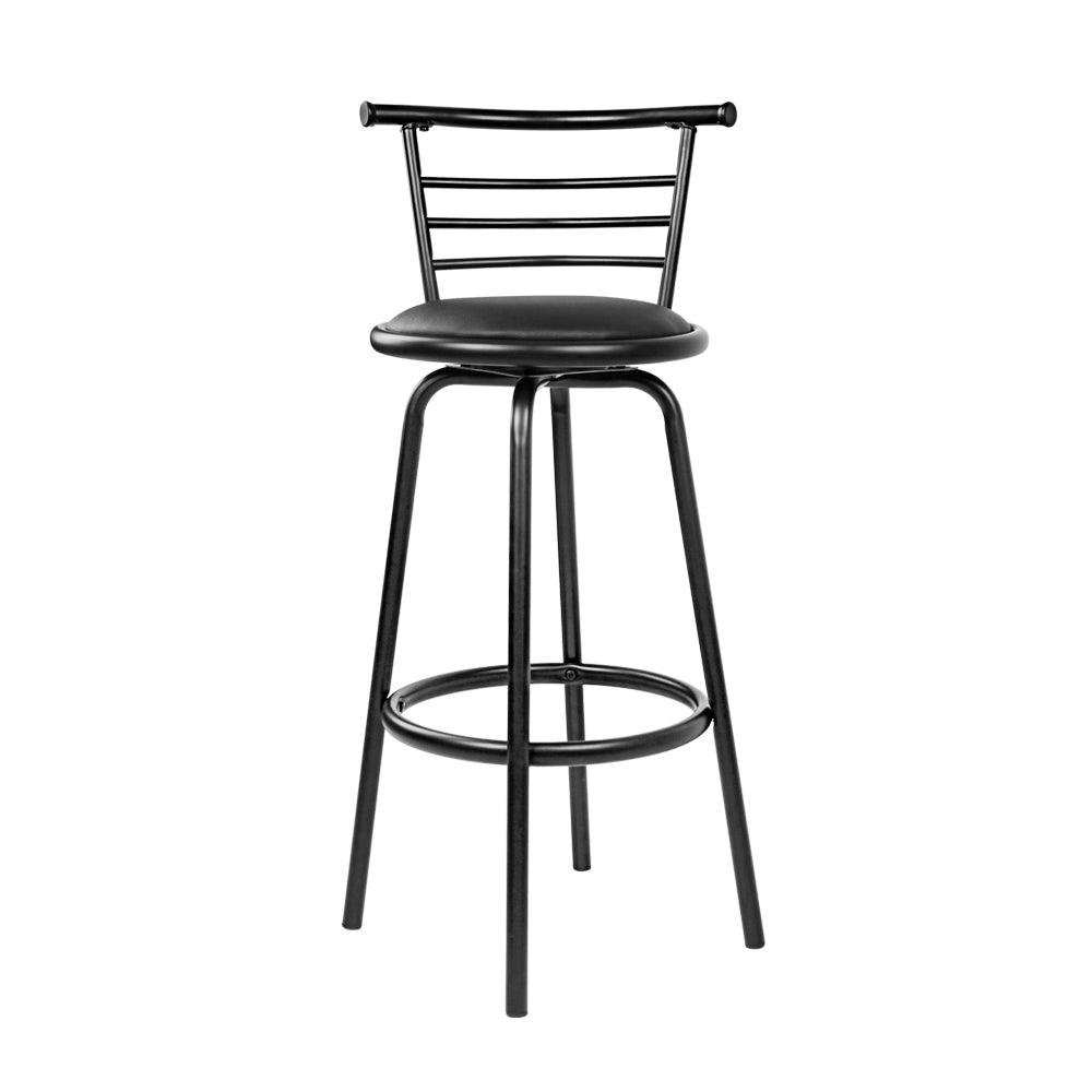 Stool Haven Set of 2 PU Leather Bar Stools - Black and Steel