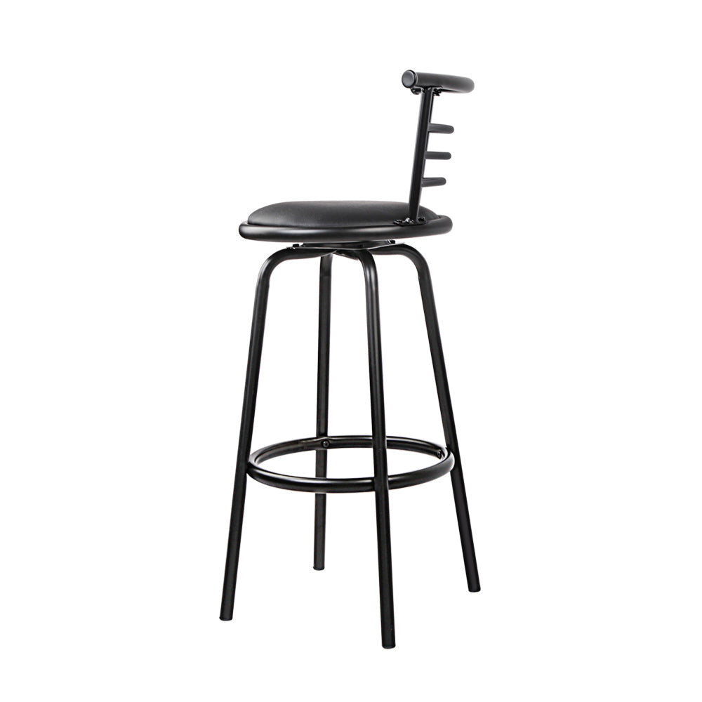 Stool Haven Set of 2 PU Leather Bar Stools - Black and Steel