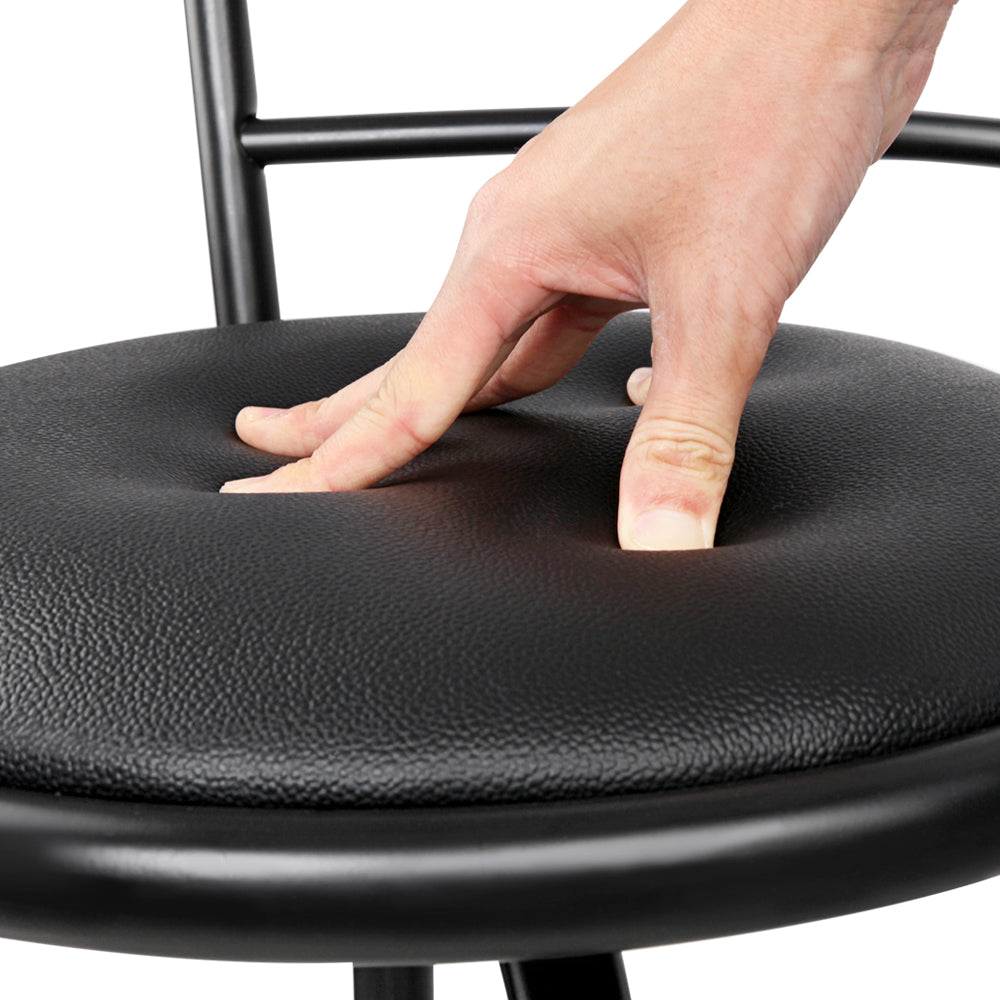 Stool Haven Set of 2 PU Leather Bar Stools - Black and Steel