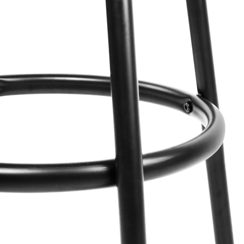Stool Haven Set of 2 PU Leather Bar Stools - Black and Steel