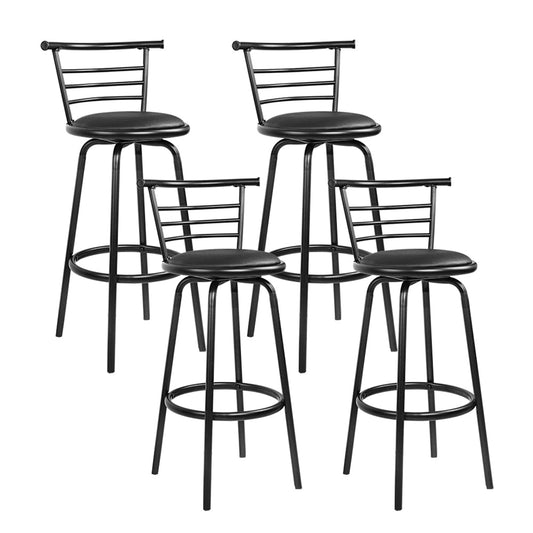 Stool Haven Set of 4 PU Leather Bar Stools - Black and Steel