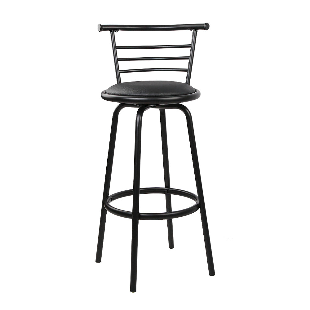 Stool Haven Set of 4 PU Leather Bar Stools - Black and Steel