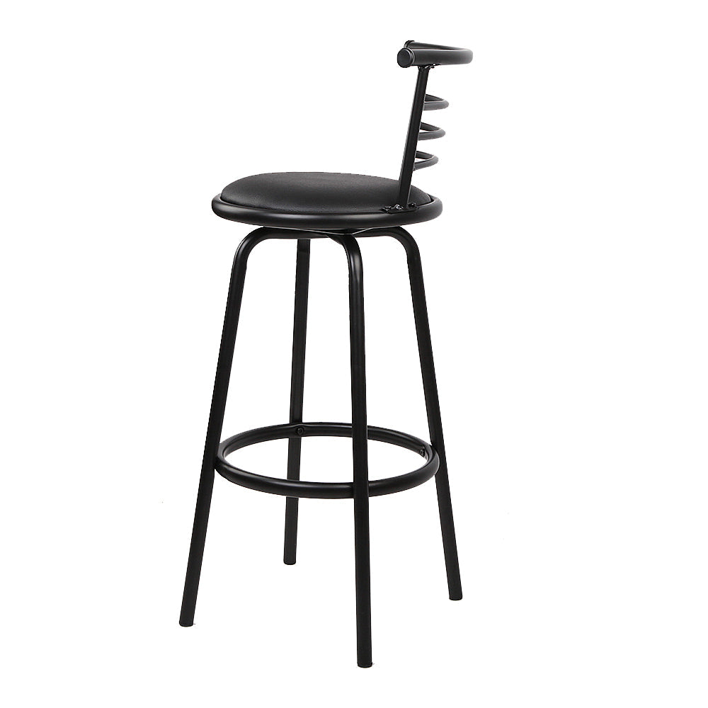 Stool Haven Set of 4 PU Leather Bar Stools - Black and Steel