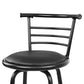 Stool Haven Set of 4 PU Leather Bar Stools - Black and Steel