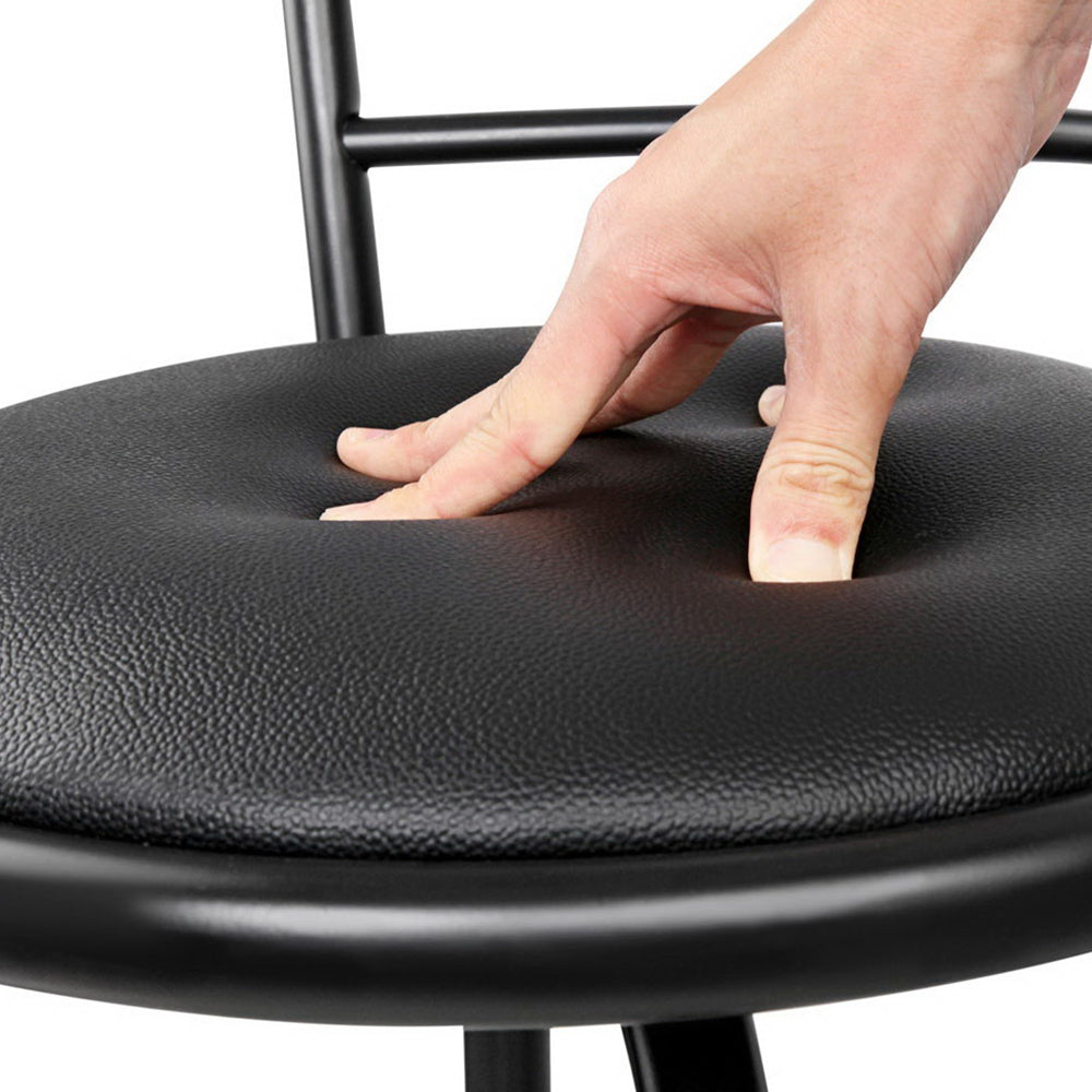 Stool Haven Set of 4 PU Leather Bar Stools - Black and Steel