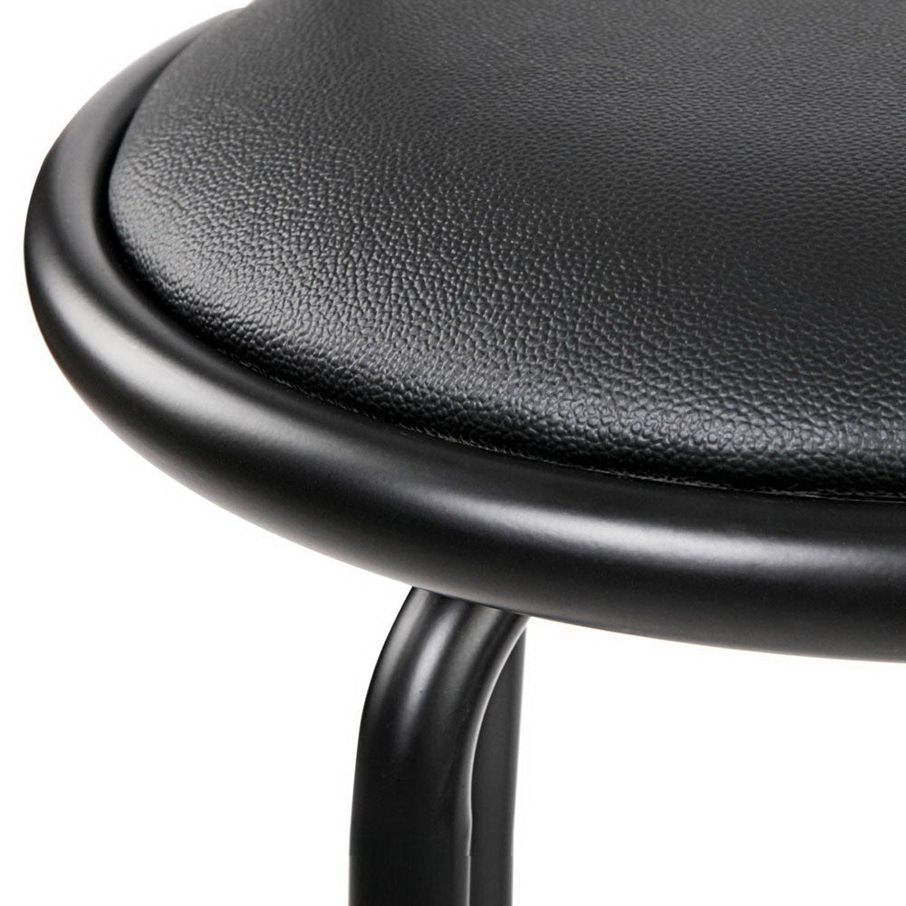 Stool Haven Set of 4 PU Leather Bar Stools - Black and Steel