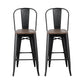 2x Stool Haven Metal Bar Stools Wooden Seat Retro Counter Stool