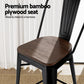 2x Stool Haven Metal Bar Stools Wooden Seat Retro Counter Stool