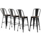 4x Stool Haven Metal Bar Stools Wooden Seat Retro Counter Stool