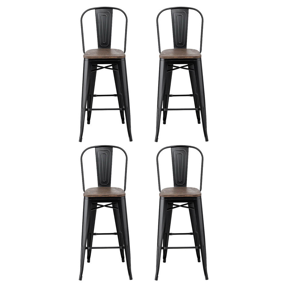 4x Stool Haven Metal Bar Stools Wooden Seat Retro Counter Stool