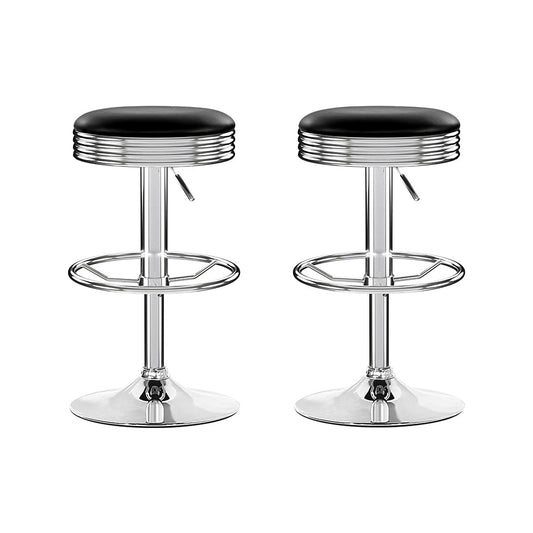 Stool Haven Set of 2 Backless PU Leather Bar Stools - Black and Chrome