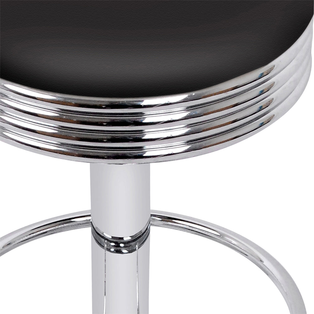 Stool Haven Set of 2 Backless PU Leather Bar Stools - Black and Chrome