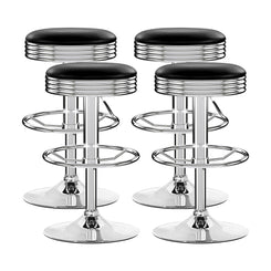 Stool Haven Set of 4 PU Leather Backless Bar Stools - Black and Chrome