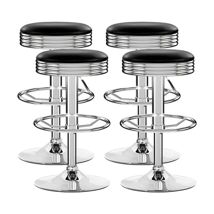 Stool Haven Set of 4 PU Leather Backless Bar Stools - Black and Chrome