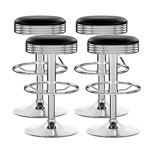 Stool Haven Set of 4 PU Leather Backless Bar Stools - Black and Chrome