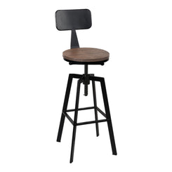 Stool Haven Rustic Industrial Style Metal Bar Stool - Black and Wood