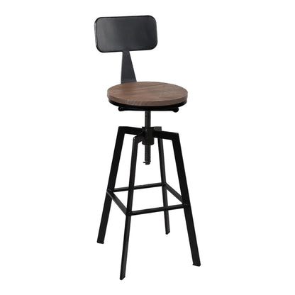 Stool Haven Rustic Industrial Style Metal Bar Stool - Black and Wood