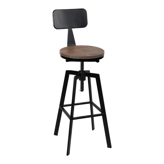 Stool Haven Rustic Industrial Style Metal Bar Stool - Black and Wood