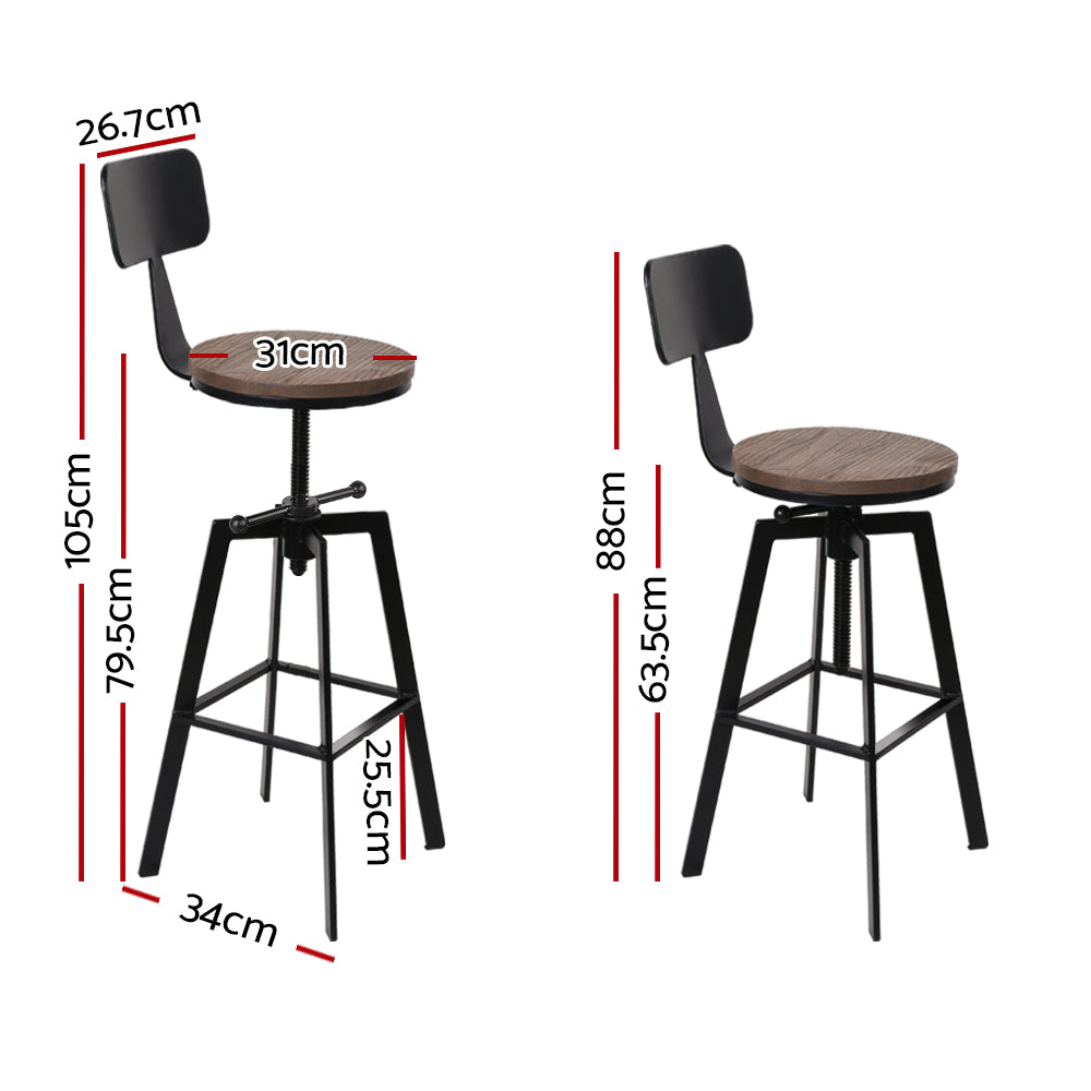 Stool Haven Rustic Industrial Style Metal Bar Stool - Black and Wood