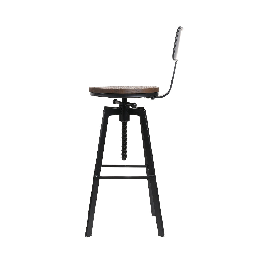 Stool Haven Rustic Industrial Style Metal Bar Stool - Black and Wood