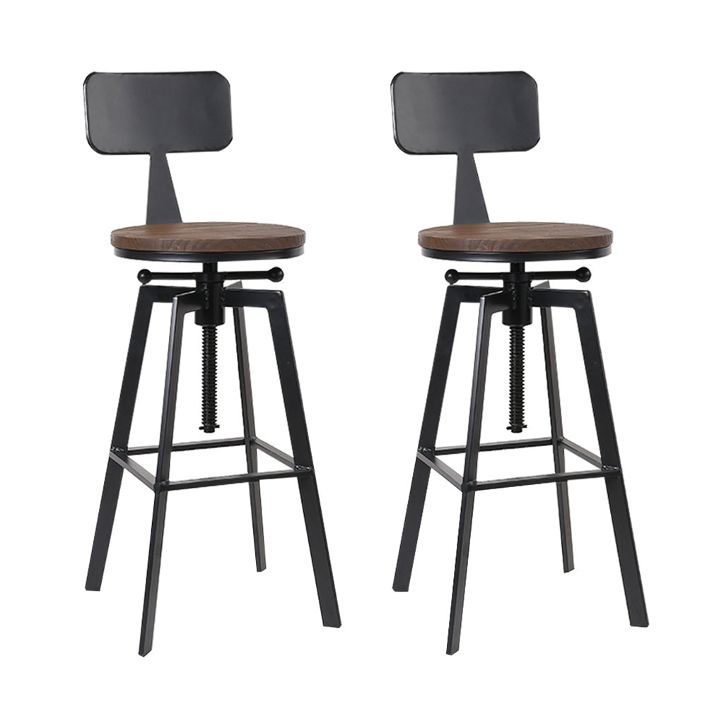 Stool Haven Set of 2 Rustic Industrial Style Metal Bar Stool - Black and Wood