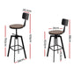 Stool Haven Set of 2 Rustic Industrial Style Metal Bar Stool - Black and Wood