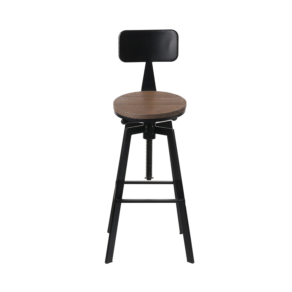 Stool Haven Set of 2 Rustic Industrial Style Metal Bar Stool - Black and Wood