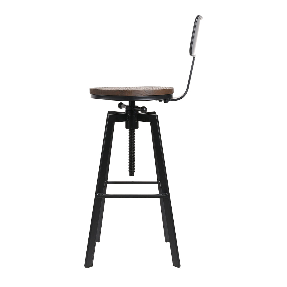 Stool Haven Set of 2 Rustic Industrial Style Metal Bar Stool - Black and Wood