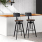 Stool Haven Set of 2 Rustic Industrial Style Metal Bar Stool - Black and Wood