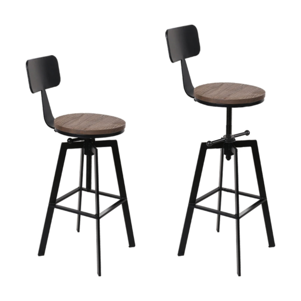 Stool Haven 4x Bar Stools Kitchen Dining Chairs Adjustable Wood Stool w/Backrest