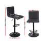 Stool Haven 2x Bar Stools Gas Lift Linen Fabric Black