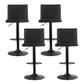 Stool Haven 4x Bar Stools Gas Lift Linen Fabric Black