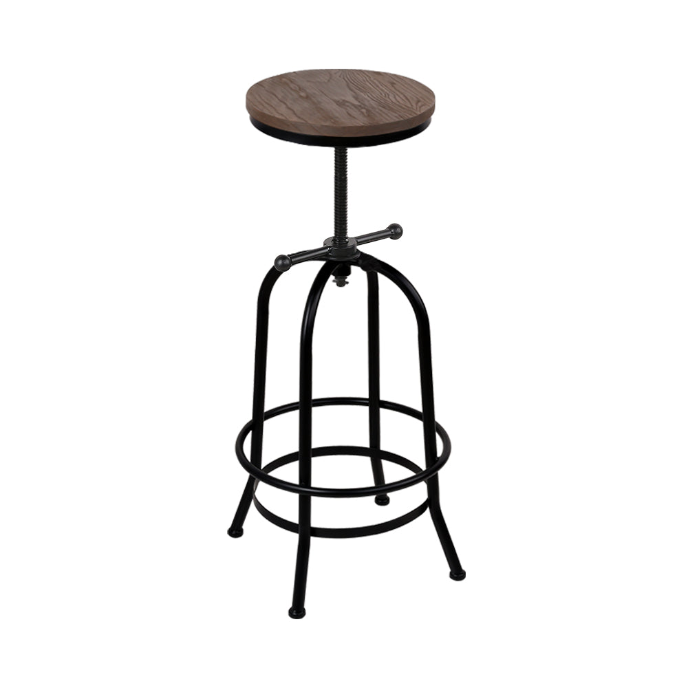 Stool Haven Bar Stool Industrial Round Seat Wood Metal - Black and Brown