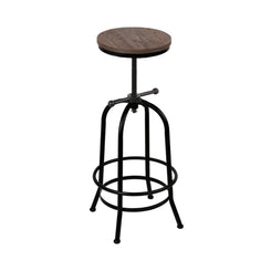 Stool Haven Bar Stool Industrial Round Seat Wood Metal - Black and Brown