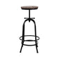 Stool Haven Bar Stool Industrial Round Seat Wood Metal - Black and Brown